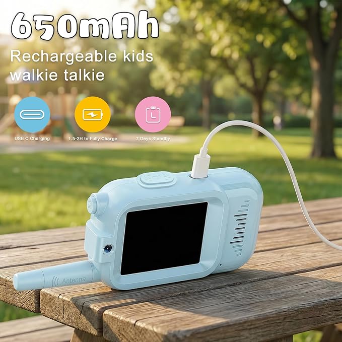 Video Walkie Talkies for Kids Rechargeable Kids Walkie-Talkie Children's Toys Suitable for Boys and Girls Aged 3-12, Birthday Gifts 2 Pack Easter Gifts