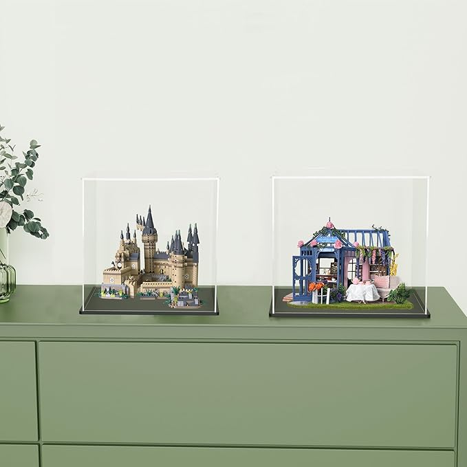 Large Acrylic Display Case for Collectibles, Hight Transparent Display Box for DIY Crafts House Kit, Dustproof Acrylic Dust Cover for Tiny House Kit and Toys 14.5×11×11 inch