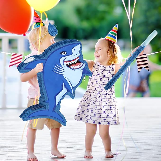 Capoda Shark Piñata Large Shark Shaped Piñata with Blindfold and Stick for Birthday Party Baby Shower Summer Ocean Under the Sea Theme Party Supplies Decor