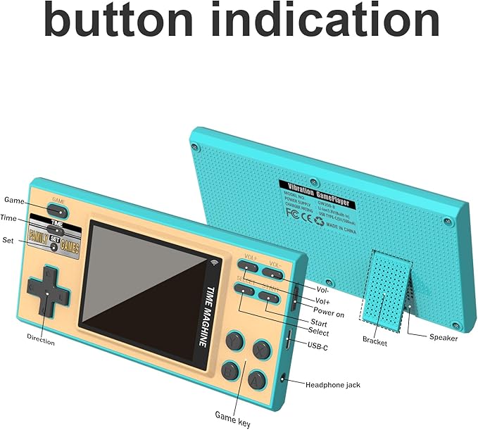 Kids Handheld Game Console with 200 Video Games for Kids, 16 Bit Games Travel Toys, 3 Inch Screen Pocket Game, Electronic Learning & Education Toys, Gifts for Boys and Girls (Blue)