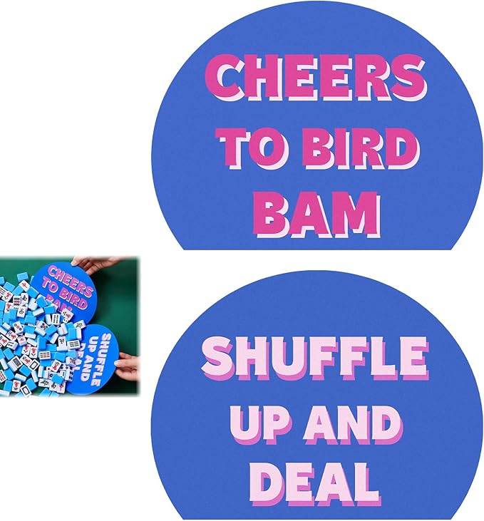 Soulchen 2 Pcs Mahjong Tile Mixer Shufflers for Mixing and Shuffling Tiles Plastic Mahjong Accessories Gifts for Lovers Games Decorative Printed Design (Blue Semicircle Style)