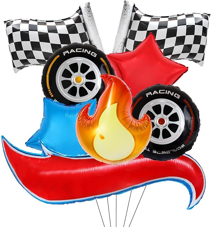 8 Pcs Racing Themed Balloons Hot Car Wheel Birthday Party Balloons for Kids Two Fast Birthday Party Decorations Baby Shower Party Supplies, A/8pcs