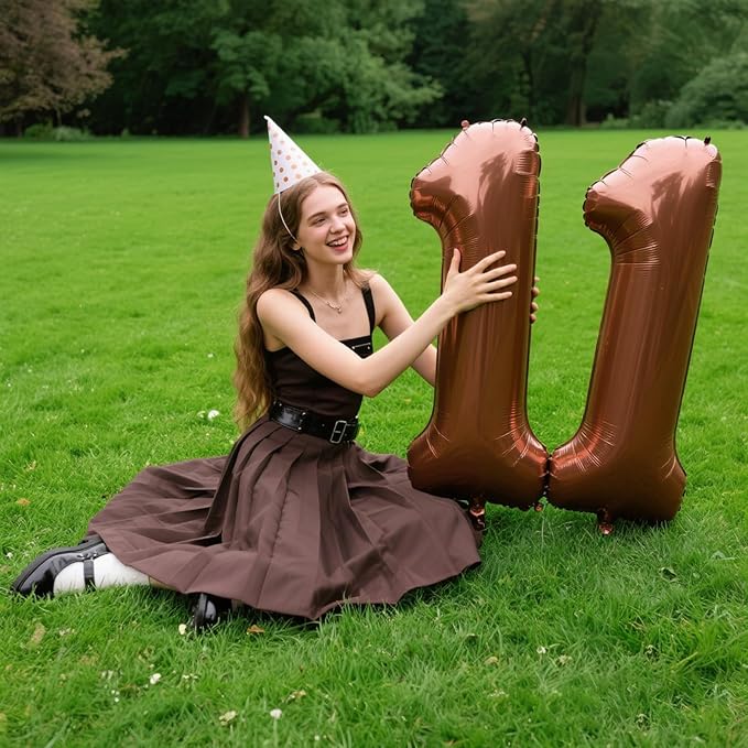 40 Inch Dark Brown Balloon Number 1 First Birthday Jumbo Mylar Foil Helium Chocolate Balloon for 10 21 31 Birthday Digital for Birthday Party Wedding Anniversary Party Decorations