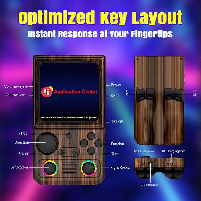 R36TMAX Retro Gaming Console, 4.0'' IPS Screen, Retro Handheld Game Console with 18000+ Classic Games Supports WiFi Networked Fighting and OTG, 4000mAh Battery, with Portable Case(Coffee Brown 64GB)