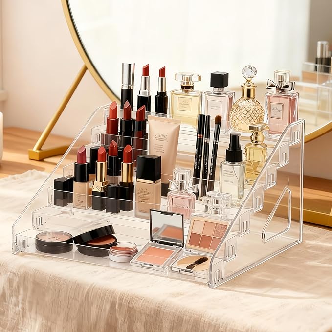 2PCS Acrylic Figurine Display Shelf,Clear Mini Figure Display Case with 7 Layers, Mini Collection Case, Figure Holder Stand for Mini Collectible Toys