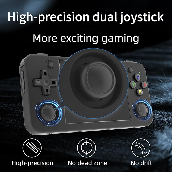 RG35XX H Retro Handheld Game with Linux System, RG35XXH 3.5 Inch IPS Screen Built-in 64G TF Card 5528 Games Support TV Output 5G WiFi Bluetooth 4.2(Transparent Black)