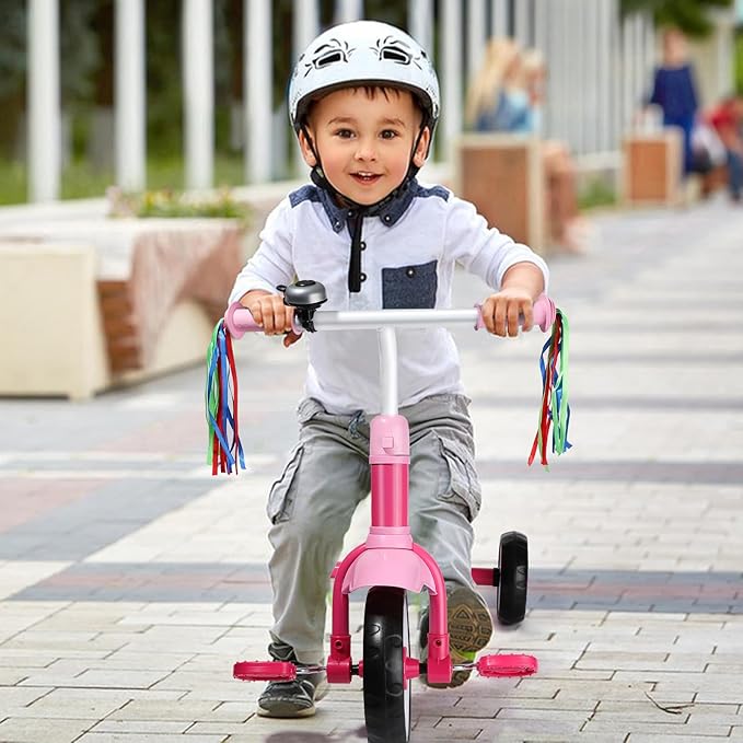 Liberry Toddler Tricycle Age 2 3 4 Years Old, Kids Trike with Bell, Back Basket and Removable Pedal, 3 Wheel Bike Birthday Toys Gift for Girls Boys, Pink