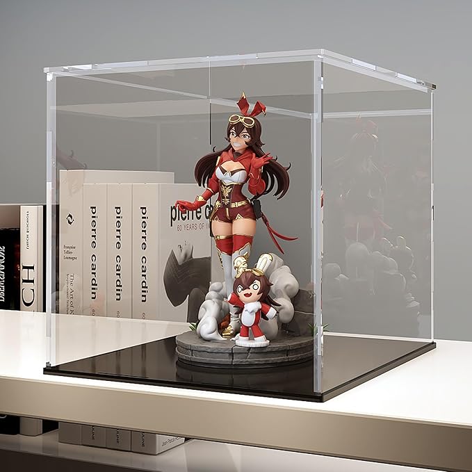 Acrylic Large Display Case for Collectibles and Toys, Clear Display Box with Thick Base and Lid for Protection and Displaying, 11x11x11-inch