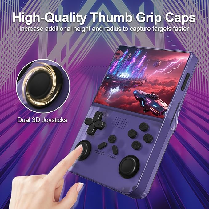 R40S Pro+ Handheld Game Console, 18000+ in 1 Games Mini Retro Video Console, 3.5-Inch IPS Screen,128GB TF Memory Memory,Built in 45+ Emulators,3800mAh Battery (Purple 128G) (Purple)