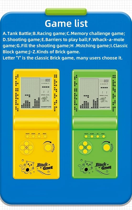 CZT Nostalgic Cube Game Console Big Screen Built-in Retro 999 in 3 Block Game Indoor/Outdoor Handheld Console Portable Electronic Brick Games Children/Students/Boyfriends