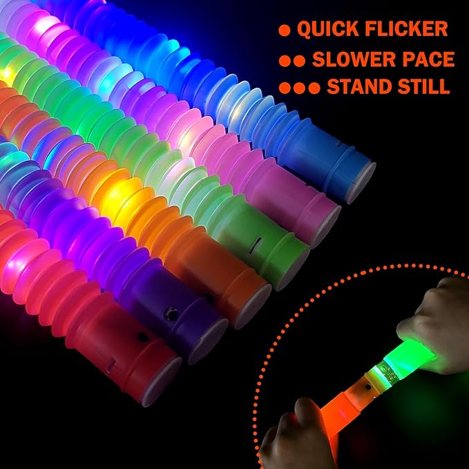 72 PCS Bulk Glow Sticks Party Pack for Kids 4-8-12,LED Pop Tubes Neon Accessories Necklace ＆ Bracelets for Toddlers,Glow in the Dark Party Favors,Non Candy Basket Goodie Bags Stuffers for Boys Girls