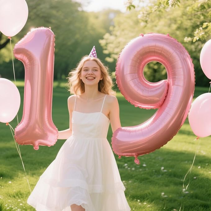 Pink Number 9 Balloon 40 Inch,Jumbo Giant Mylar Pink Number 9,Big Large Foil Helium Number Balloons, Digital 9 Helium Balloons for Girls 19 29 Birthday Graduation Princess Party Decorationsn