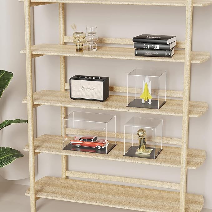 Acrylic Box with Matt Black Base, Simple Self-Assembly Clear Acrylic Display Case, 13x13x16 inch Showcase with Lid for Collections, Figures and Dolls