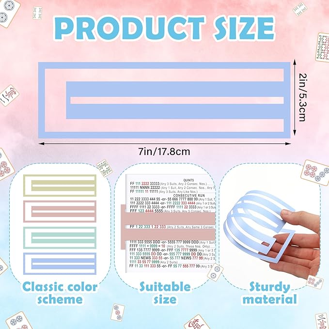 4 Pcs Mahjong Line Reader Clip for Mahjong Card Line Finder Strips Guide Accessories Rules Helper and Gifts for Beginners Players Travel Parties Game Nights(Pastel Color)