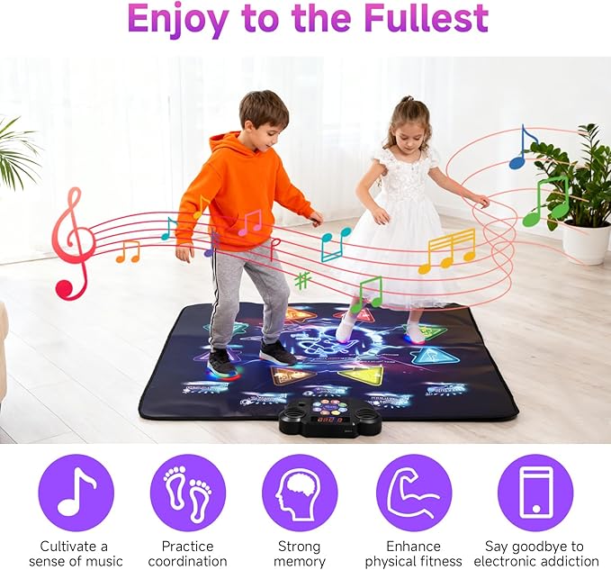 Wireless Bluetooth Dance Mat | Built-in Music 8 Games 3 Levels | Gifts for Kids Birthday Christmas Children's Day | Boys Girls 3-15 Years Old