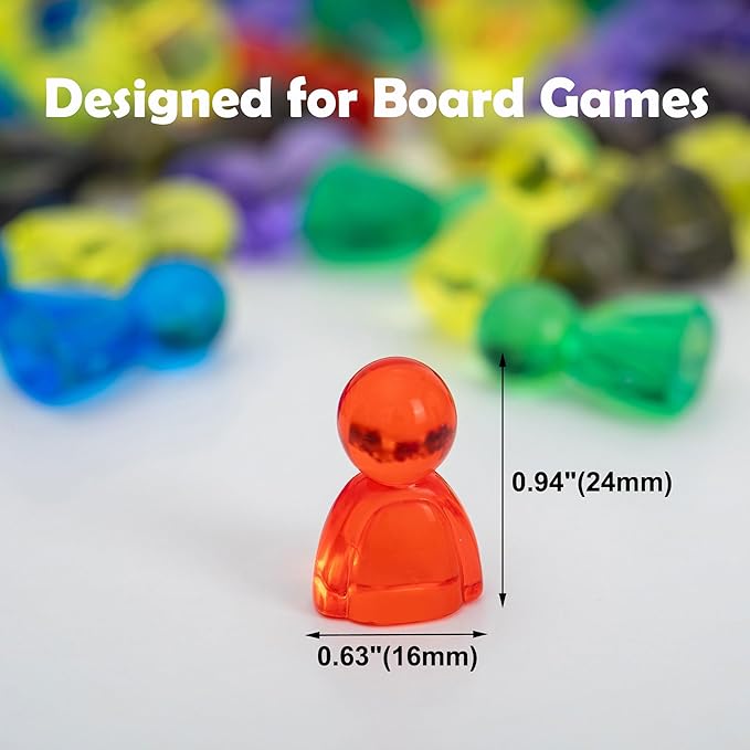 120 Pieces Game Pawns,Game Pieces for Board Games,Plastic Tokens Board Game Accessories with Portable Box(Translucent,6 Colors)