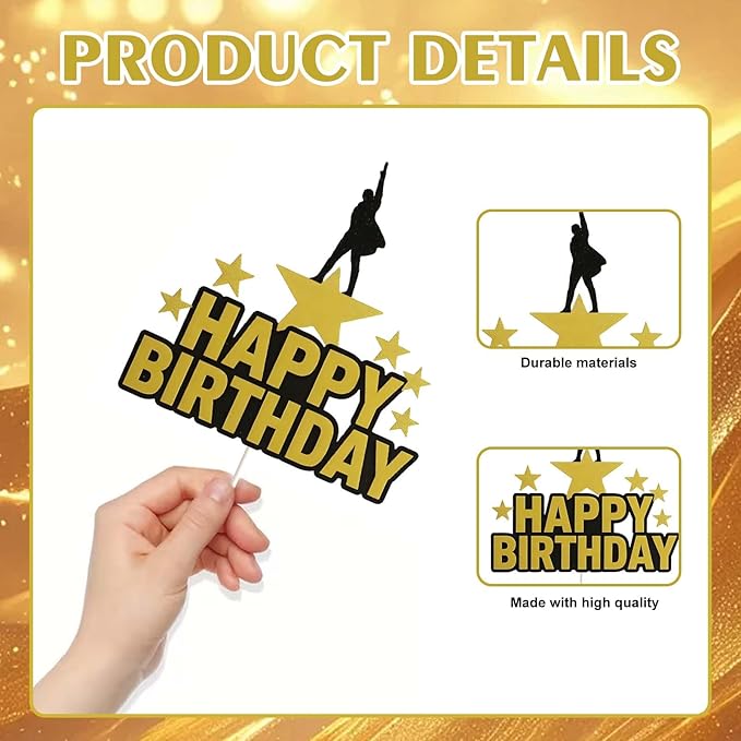 Broadway Musical Cake Topper - Theater Star Birthday Decoration, Musical Party Supplies for Kids & Adults