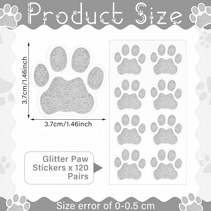 120 Pairs Silver Eye Black Bulk Tiger Paw Football Stickers Sport Glitter Eyeblack Sticker Team Spirit Accessories for University College Game Day Sports Fans Themed Party Supplies