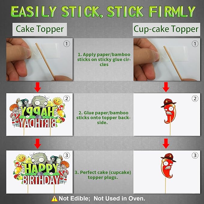 Plants Game Theme Birthday Party Decoration Set with Zombies Birthday Banners, Cake-Cupcake Topper , Balloons for Kids Boys Game Players PVZ Party Decor, 32PCS In Al