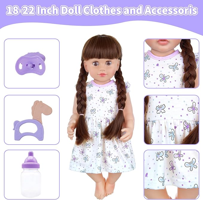 Baby Doll Carrier with Doll Accessories Doll Carrier for Kids, Reborn Doll Baby Carrier with Adjustable Straps for 16-22 Inch Baby Doll with Accessories, Purple