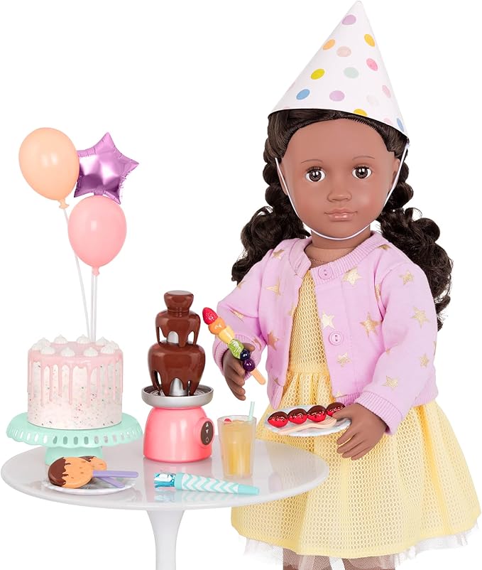 Our Generation 46 cm Dolls Party Accessories - Birthday Cake & Balloons - Doll Accessories - Toy for Children from 3 Years - Sweet Celebration Birthday Set