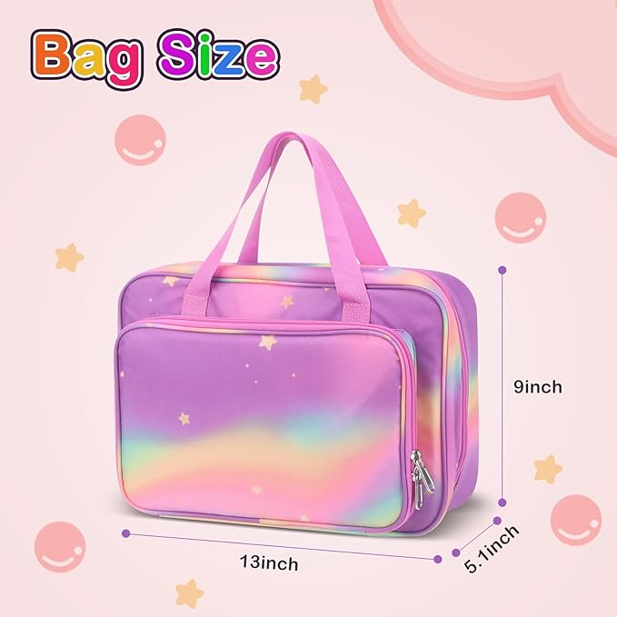 Doll Carrying Case Accessory Organizer Storage, Case to Hold Dolls and Clothes, Much Pocket for Doll’s Clothes, Accessories, Fits 6 Dolls & Accessories, Secure Straps Protect Dolls - Rainbow