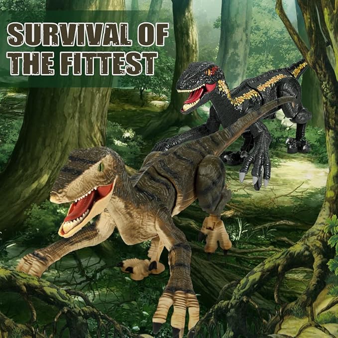 Mini Tudou Large Remote Control Dinosaur Toys 17.7",Electronic Walking Toys with LED Light Up&Realistic Simulation Sounds,2.4Ghz Velociraptor Robot Toy,RC Dinosaur Toy for Boys Kids Age 5 6 7 8 9