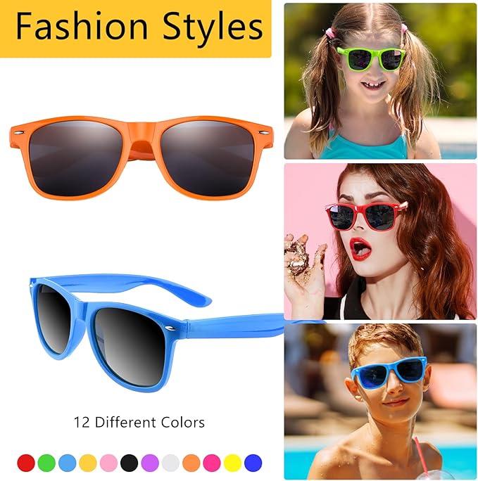 TUPARKA 12 Pack Sunglasses Neon Colors Sunglasses Party Favors Goody Bag Fillers Bulk for Birthday Party Beach Pool Party, 12 Colors