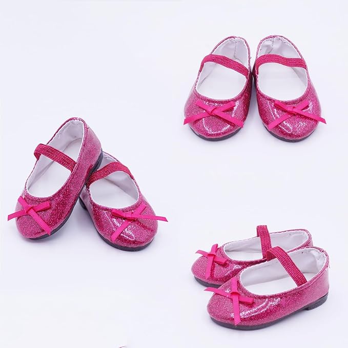 Etistta 7 Pairs of Glitter Doll Shoes Fits for 18 inch Doll Shoes American Dolls Sparkle Accessories