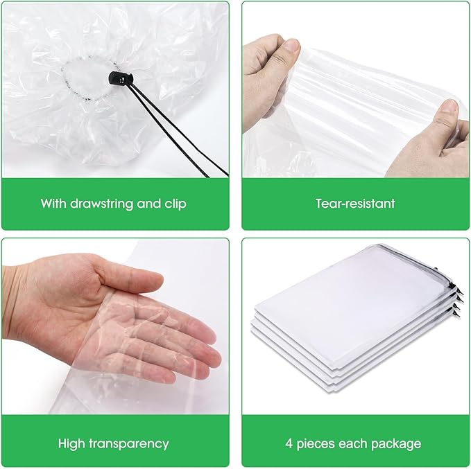 Large Balloon Bags for Transport 4 Pack, Big Drawstring Plastic Balloon Storage Bags, Clear Balloon Drop Bag Giant Carrying Bags 71 x 47 Inches for Birthday Wedding Party Supplies