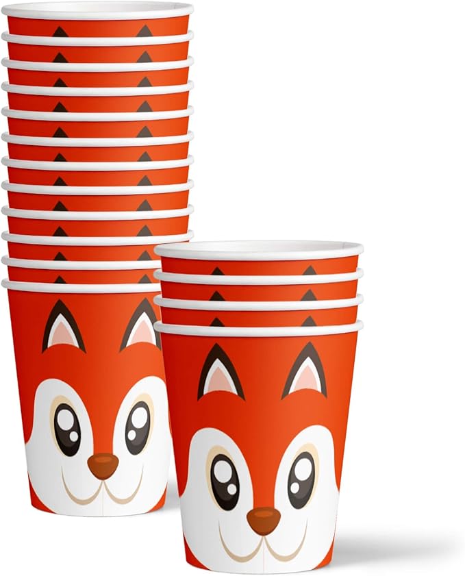 Fox Birthday Party Supplies Set Plates Napkins Cups Tableware Kit for 16