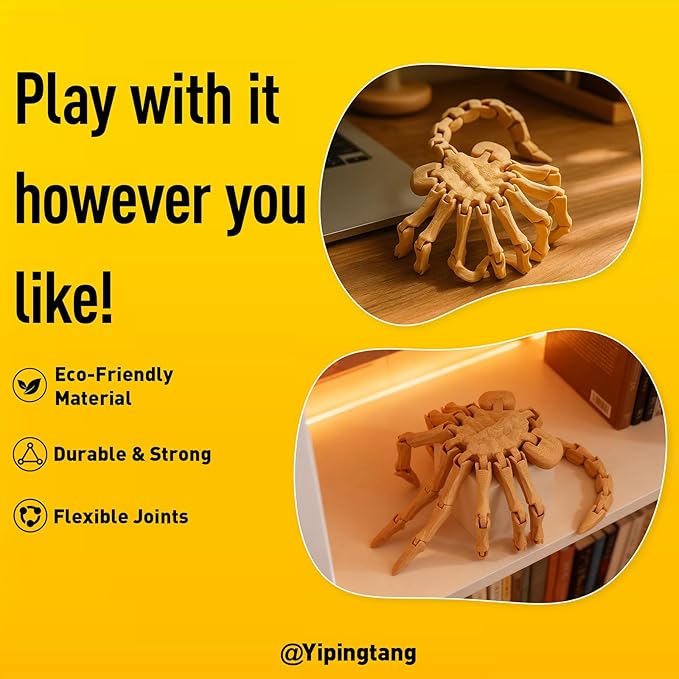 1/4 Scale Poseable Facehugger Model, 12-Inch 3D Printed Action Figure Accessory for Alien Collectibles, Diorama, Display, and Horror Scene Decoration