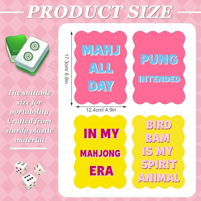 Soulchen 4 Pcs Mahjong Tile Mixer Shufflers for Mixing and Shuffling Tiles Plastic Mahjong Accessories Gifts for Lovers Games Decorative Printed Design (Yellow & Pink Style)