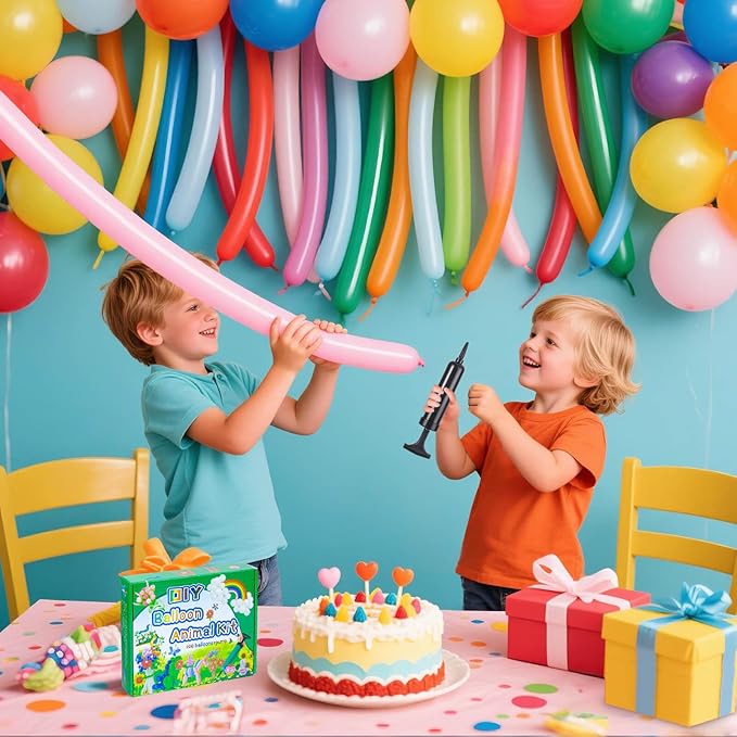 260 Balloons with Pump, Premium Long Latex Twisting Balloons animal kit, Birthday Gifts for Girls and Boys Arts and Crafts Pastel Color 100Pcs