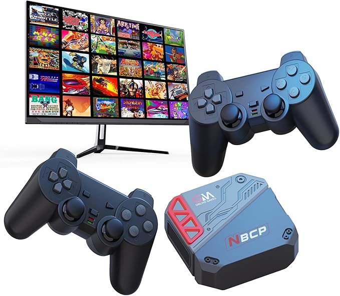 Retro Game Console with 30 Licensed Classic Games – HDMI Plug & Play TV Game Box with Dual Controllers, WiFi/LAN Online Multiplayer, Rechargeable Option, Compatible with TV/Monitor/Projector