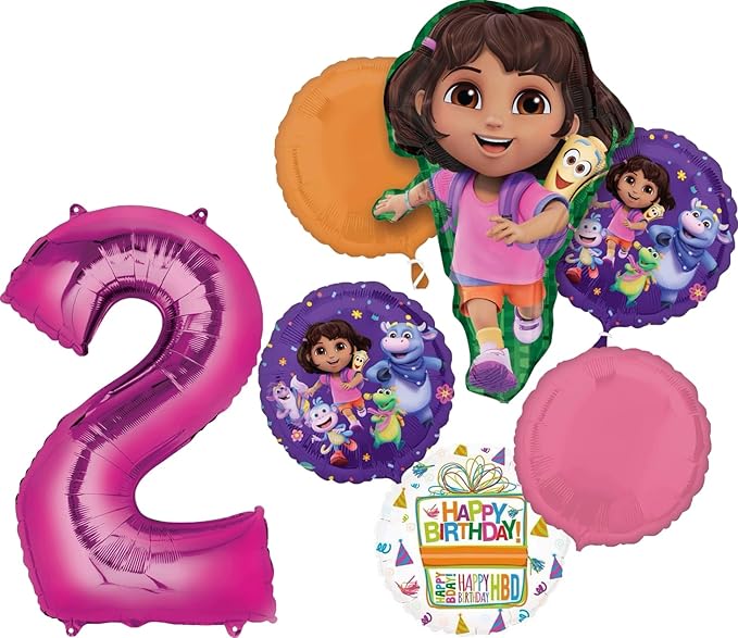 Anagram Dora's 2nd Birthday Party Supplies Foil Balloon Bouquet Decorations
