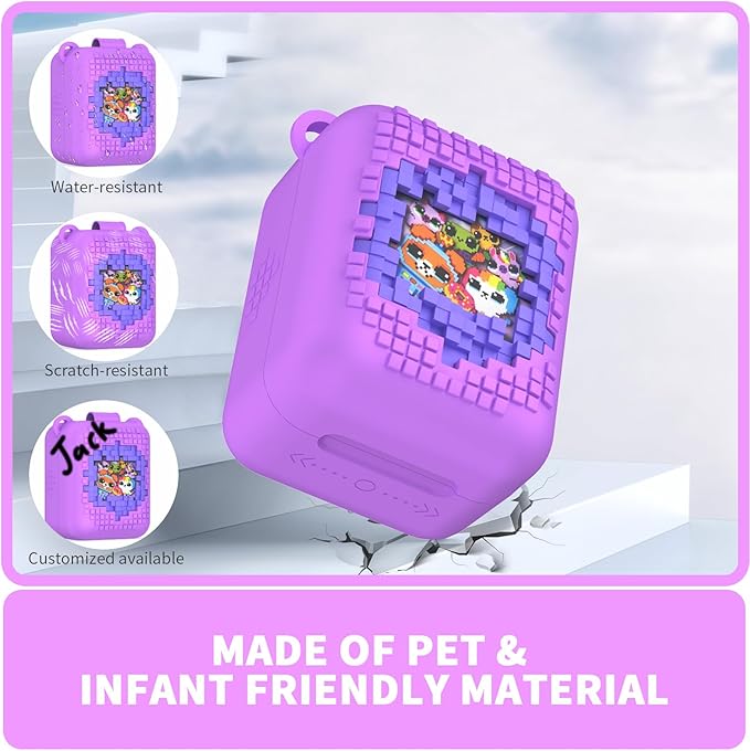 Soft Silicone Case for Bitzee Interactive Toy Digital Pet, Shockproof and Protective Carrying Case for Bitzee Interactive Electronic Pets with Lanyard (Light Purple)