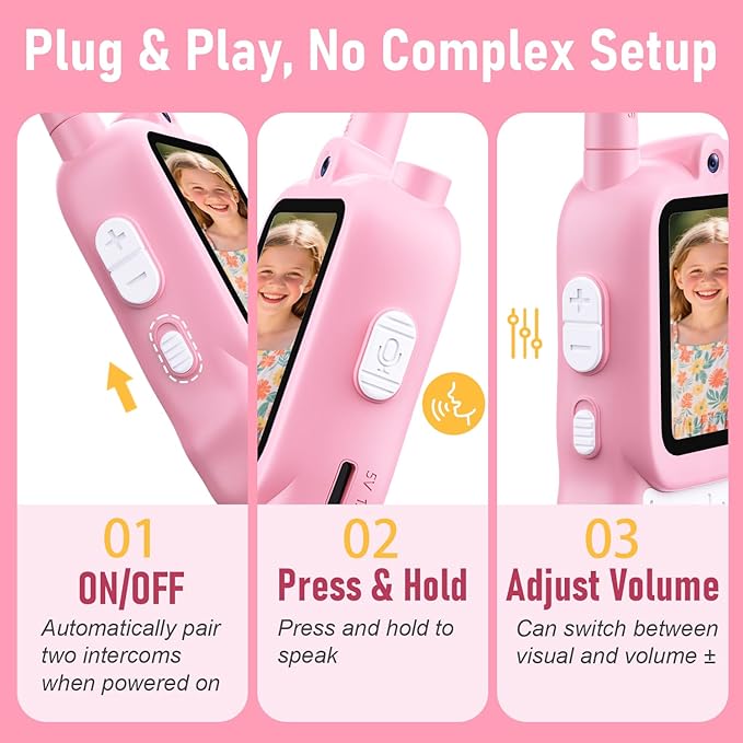 Lapare Kids Video Walkie Talkies, 2-Way Rechargeable Walkie Talkies with Screen, HD Real-time Video Outdoor Toys for Toddlers, for Boys 3 4 5 6 7 8+