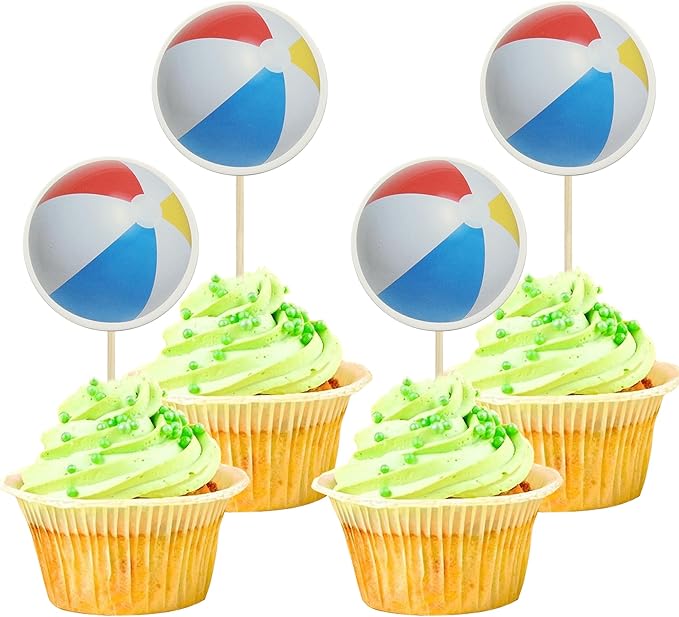 Gyufise 36 Pack Beach Volleyball Cupcake Toppers Star Sports Ball Cupcake Picks Baby Shower Beach Volleyball Sports Players Theme Birthday Party Cake Decorations Supplies