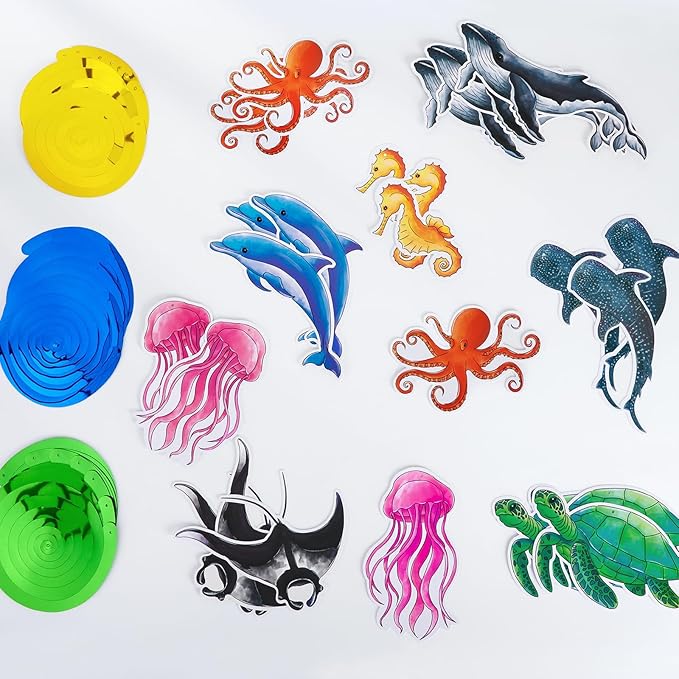 WERNNSAI 24 Pcs Ocean Party Hanging Swirls - Ocean Theme Party Decorations Sea Animals Ceiling Streamers Decor for Boys Kids Summer Under The Sea Baby Shower Birthday Party Supplies Wall Window Decors