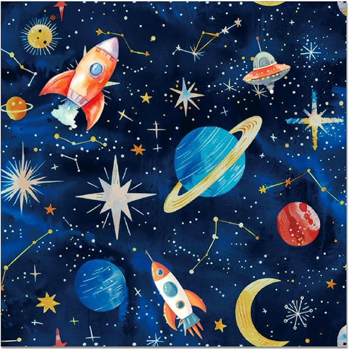 Outer Space Party Napkins, 40PCS Outer Space Napkins Disposable, Astronaut Partys Supplies Birthday Decorations, Rocket Ship Party Dinner Paper Napkins for Wedding, Theme Partys, Birthday, 6.5" x 6.5"