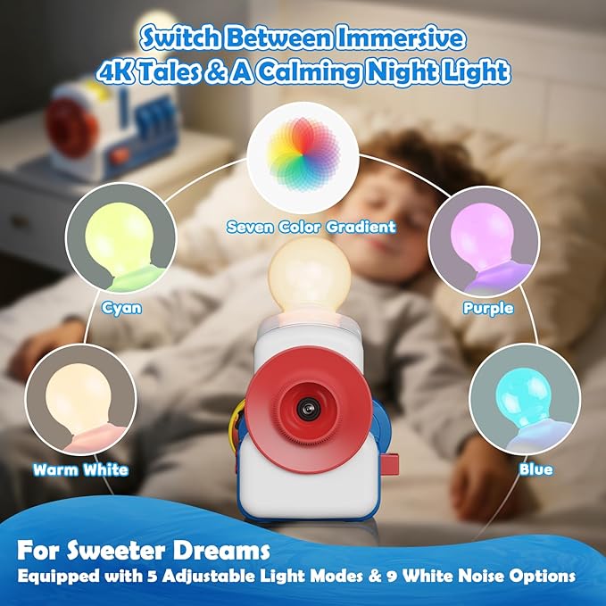 Story Projector for Kids, 4K HD Kids Story Projector With 32 Stories, 2-in-1 Night Light and Story Projection with Audio Narration for Toddlers 3+ USB Powered Educational Toy Gift for Children's Day