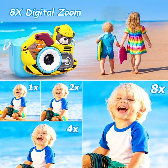 Kids Camera for Boys Toys Gifts, 3 4 5 Year Old Boy Birthday Gift, Kid Selfie Toy Cameras for Toddlers Age 3-5, Blue Small Children Digital Camera for Kids, 32G SD Card Included