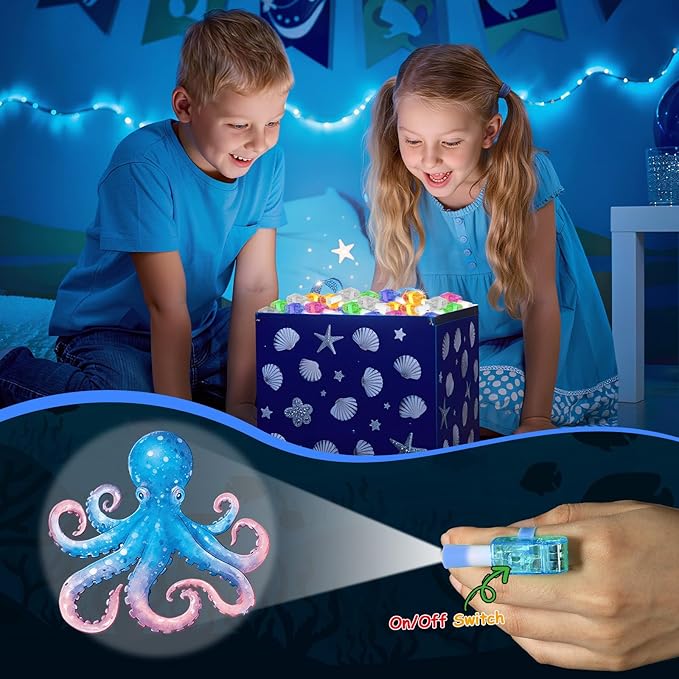 36Pcs Under The Sea LED Finger Lights Animal Party Favors Glow in the Dark Light Up Finger Lights Ocean Themed Toys Bulk for Kids Birthday Party Goodie Bag Stuffer Birthday Gifts Classroom Prize