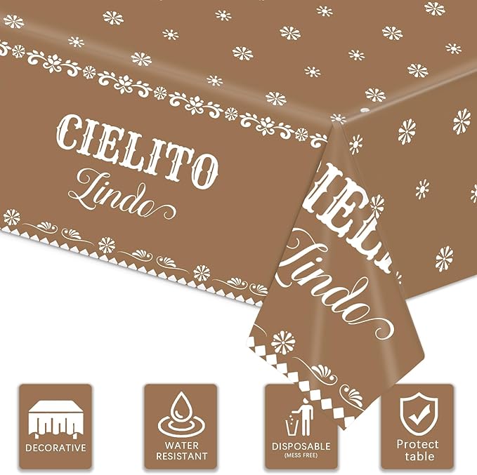 3pcs Mexican Fiesta Tablecloth, 54 x 108 inch Mexican Fiesta Party Supplies Decorations, Mexican Disposable Plastic Tablecloth, Birthdays, Mexican-Themed Party Supplies