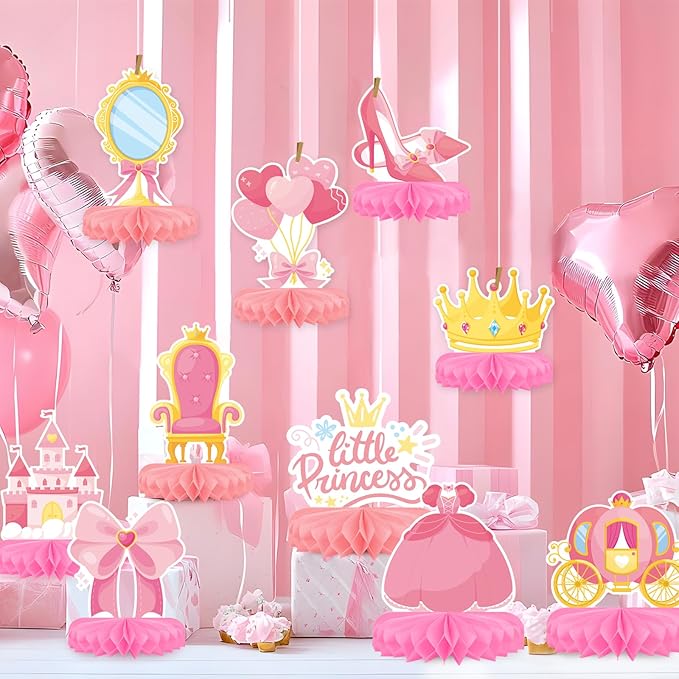 Princess Birthday Party Supplies - Princess Themed Honeycomb Centerpiece ，Table Decorations for Princess Themed Birthday Party Decorations