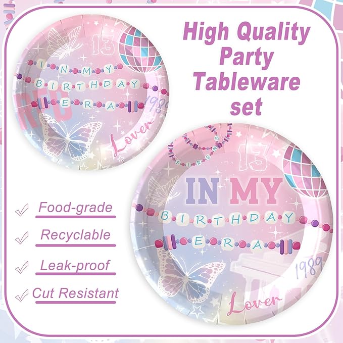 120PCS In My Birthday Era Party Supplies Friendship Party Tableware Music Themed Decorations includes In My Era Music Plates and Napkins for Girl Fans Birthday Party Decorations
