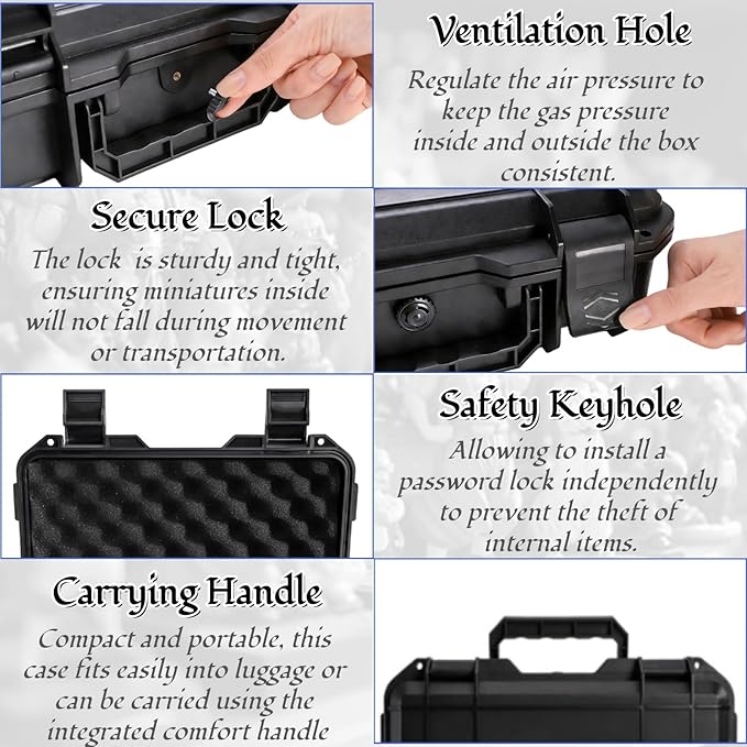 Miniature Carrying Case, 48 Slot Sturdy Figure Storage Box with 2 Shock-Absorbing Foam Layers, Portable Hard Shell Figurine Transport Organizer for Mini Action Figures, Collectibles