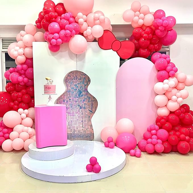 Red and Pink Balloons Strawberry Hot Pastel Light Pink Rose Red Latex Balloons Polka Dot Party Helium Balloon for Sweet Girl Berry Baby Shower Birthday Valentines Day Summer Party Decorations
