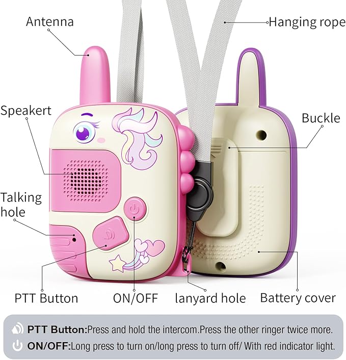 Walkie Talkies Toys for Girls:Unicorn Toys 2 Pack Birthday Gifts for 3 4 5-7 8 Year Old Girls Toy for 4 5 6 7 8-10 Year Old Camping Outdoor Games,Christmas Easter Gifts for Girls Kids